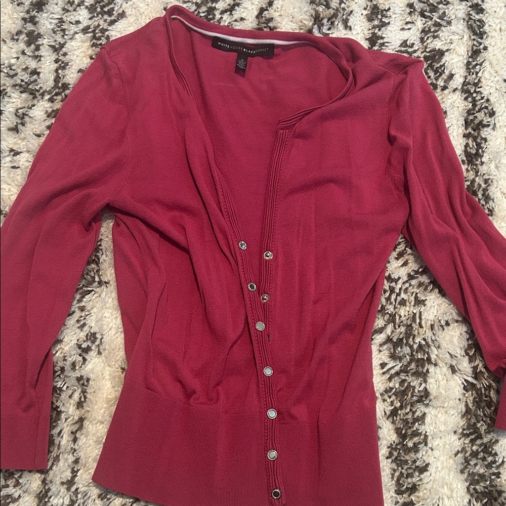 White House Black Market Fuchsia Knit Top